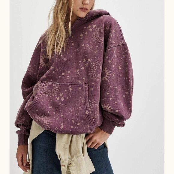 Free People Tops - Free People We The Free It's A Vibe Print Hoodie Top Oversized Slouchy XS 287571